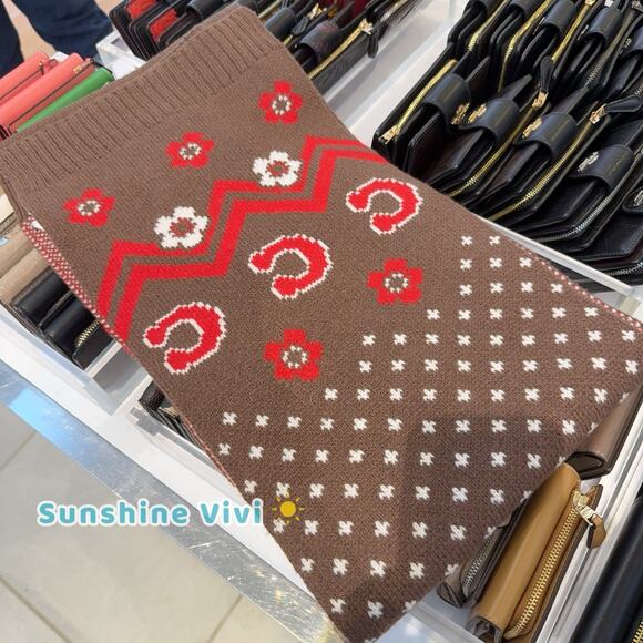 NWT Bundle Coach Fair Isle Print Knit Muffler CCW05 & Gloves CCW71 Sable Multi - Picture 3 of 14